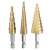 Step drill bit set, 3 pieces, 4-20mm, gold, for metal and plastic