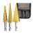 Step drill bit set, 3 pieces, 4-20mm, gold, for metal and plastic, with storage case