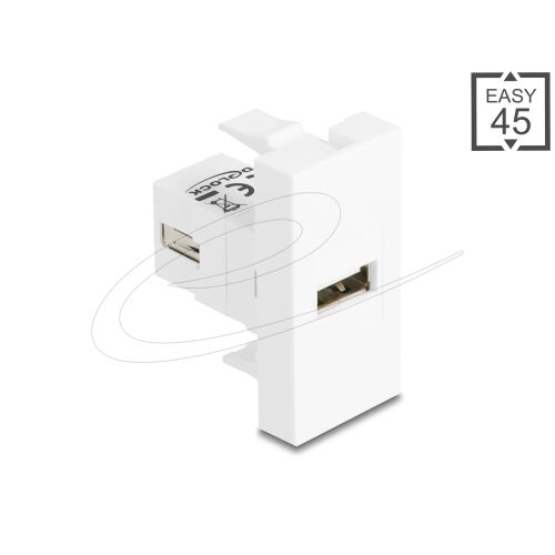 Delock Easy 45 modul USB 2.0 A-típusú anya - USB 2.0 A-típusú anya, fehér (90908) 173367763 - USB átalakító