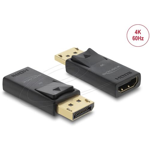 DELOCK DisplayPort - HDMI Adapter Fekete 4K HDR DL61086 173396576 - HDMI átalakító