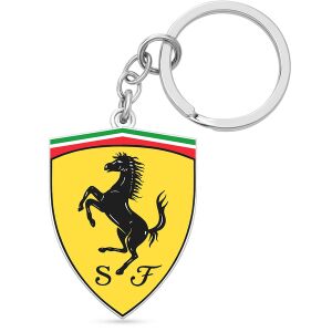Ferrari kulcstartó logóval sárga pajzson, stílusos autós kiegészítő - Ferrari
