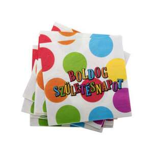 Serwetki na urodziny, 16 sztuk, 33 cm, kolorowe kropki - Serwetki