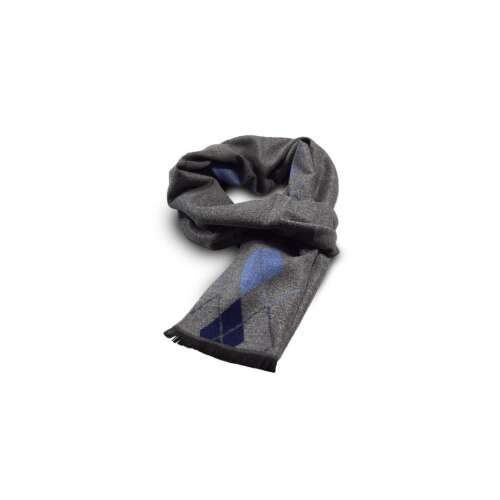 Szürke férfi sál kék és világoskék rombusz mintával