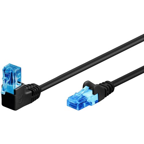 Goobay U/UTP CAT6a 90° Derékszögű patch kábel 3m - Fekete 173456744 - Patch kábel