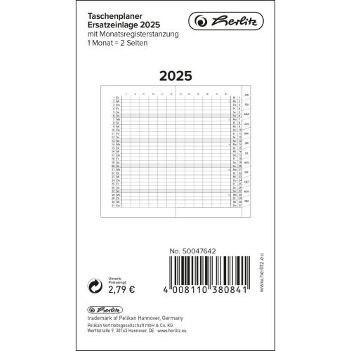 Herlitz Taschenplaner mit Monatsregisterstanzung geheftet