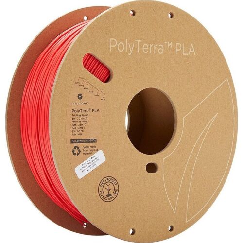 Polymaker 70826 PolyTerra PLA 3D nyomtatószál PLA műanyag alacsonyabb műanyag tartalom, vízben oldódó 1.75 mm 1000 g Piros (matt) 1 db 173472049 - 3D nyomtató kellékanyag