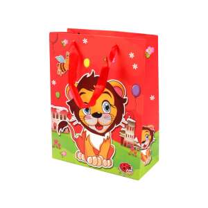 Rote Geschenktüte mit Löwenmotiv, perfekt für kleine Geschenke - Kunst & Hobby