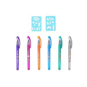 Create it! Duftende Tattoo-Gel-Stifte 6er Pack, 6 bunte Glitzer-Tattoo-Stifte für temporäre Tattoos, inklusive Schablonen - Filzstifte