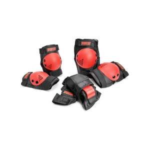 Sports Active Schutzset 6-teilig, rot-schwarze Knie-, Ellenbogen- und Handgelenkpolster für Kinder - Schutzausrüstung für Fahrräder