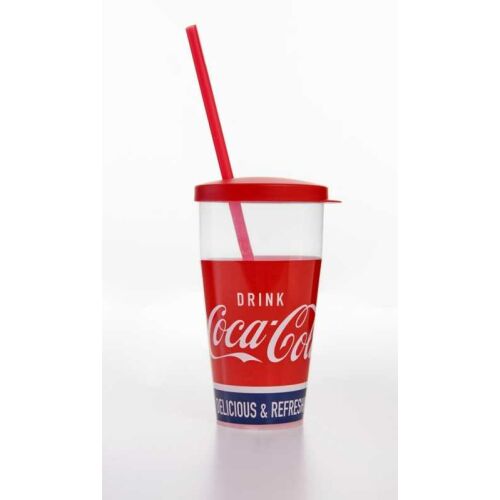 Snips pohár 500ml, fedél + szívószál, Coca-cola mintával 173829062 - Szívószálas pohár