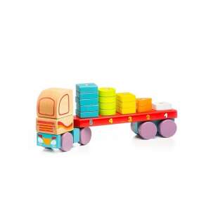 Cubika Holz-LKW mit Blöcken, Lernspielzeug für Kinder, Zahlen und Farben lernen, 32 cm - Cubika