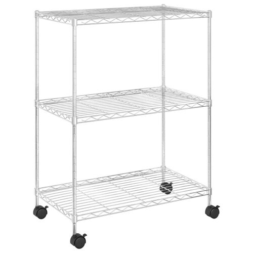 vidaXL 3 szintes gurulós polc krómozott 173898721 - Polcos szekrény