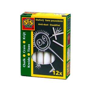 SES Creative Kreide 12er Pack weiße staubfreie Kreidesticks zum Schreiben und Zeichnen auf Tafeln - Kreiden