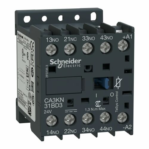 Segédkontaktor 10A 3NO 1NC 24V DC CA3KN31BD3 176940321 - Villanyszerelési segédanyag