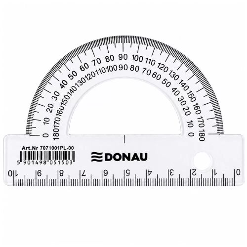 DONAU Átlátszó Iskolai Szögmérő 180° 10 cm 174034178 - Iskolai szögmérő