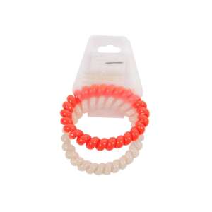 2-pak spiralnych gumek do włosów w kolorze różowym i białym - Guma do włosów