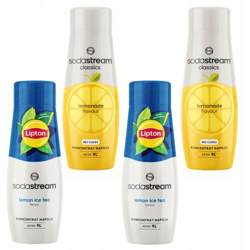 4 Syropy Sodastream do Saturatora Herbata Lemon Ice Tea x2 + Lemoniada x2 174133841 - Szódagép szörp