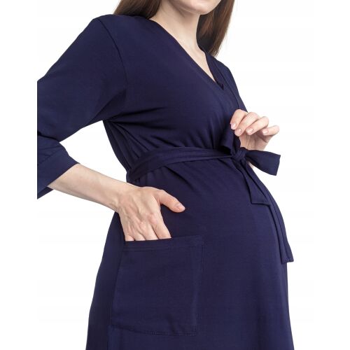 Basic sötétkék pamut fürdőköpeny, L-es méret 174137635 - Kismama hálóruha