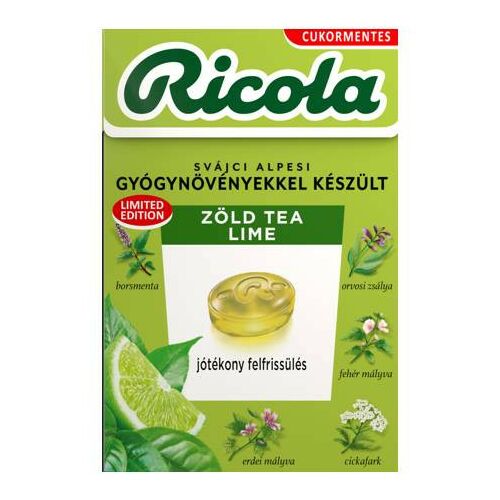 RICOLA CUKORKA ZÖLD TEA LIME 40G