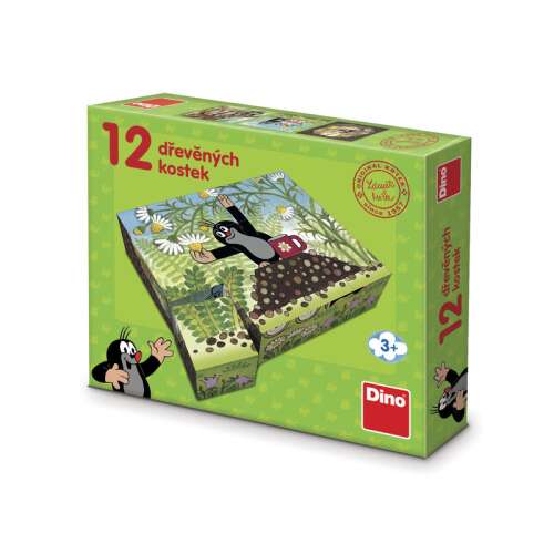 Dino Kisvakond és barátai 12 darabos fa mesekocka