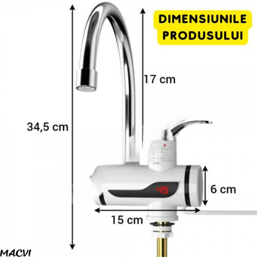 Elektromos csap Model RX-00701 Alista Home®, LED, azonnali melegvíz, WSN + vízsűrítő, csaphoz szerelhető, fehér