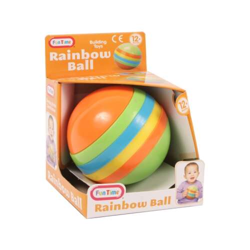 Fun Time Szivárvány gömb építő játék babáknak, 6 darabos színes gömb, 8,5 cm átmérőjű, fejlesztő játék a finommotoros készségekhez, formaészleléshez, színérzékeléshez és logikus gondolkodáshoz