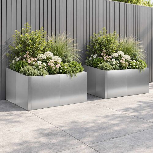 vidaXL Támfal 4 db 100 x 100 x 30 cm Horganyzott Acél Ezüst 179500600 - Magaságyás