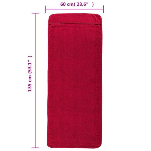 vidaXL strandtörölköző, 6 db, bordó, 60x135 cm, szövet, 400 g/m²