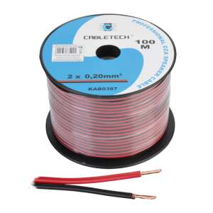 Cabletech KAB0387 CCA hangszóró kábel 100m fekete/piros 2 x 0,20mm - Cabletech