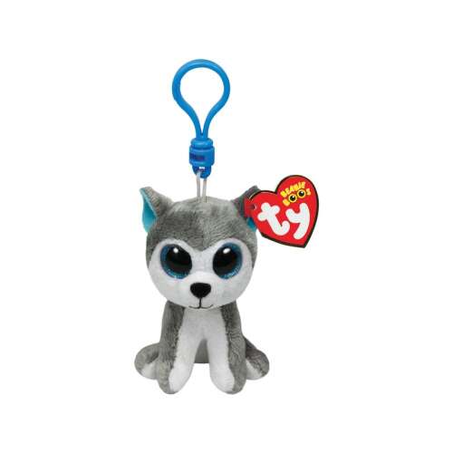Ty Beanie Boo Slush Husky breloc din plus, 9 cm, Husky gri și alb breloc
