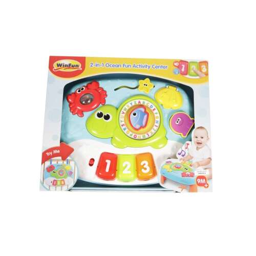 WinFun 2-in-1 Ocean Fun Activity Center baby activity table with musical features, numbers, letters, and sea creatures