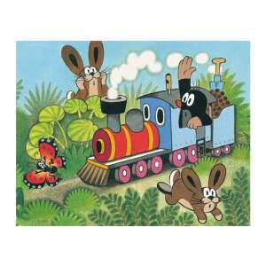 Krtko drevená skladačka, obrázok vlaku - Puzzle pre bábätká