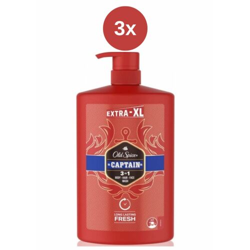 Old Spice Captain tusfürdő férfiaknak 3x1000 ml