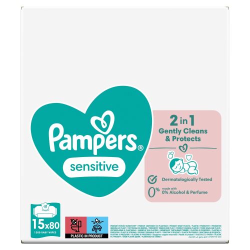 Pampers Sensitive babatörlőkendő 15 x 80 db 174539372 - Nedves törlőkendő