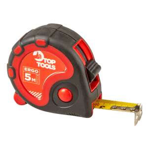 Top Tools Ergo 5m Maßband, rot und schwarzes Maßband mit Metallhaken - Top Tools