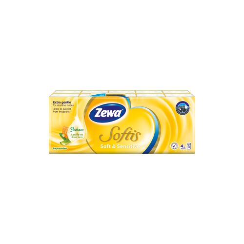 Zewa Softis Soft & Sensitive 4 rétegű papírzsebkendő, 10×9 db