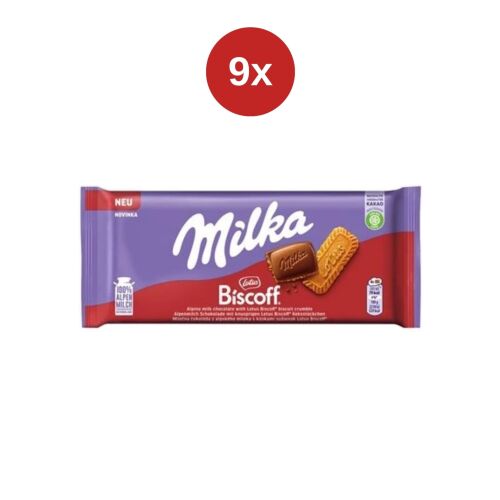 TEJCSOKOLÁDÉ MILKA LOTUS KEKSZES 9x90 g