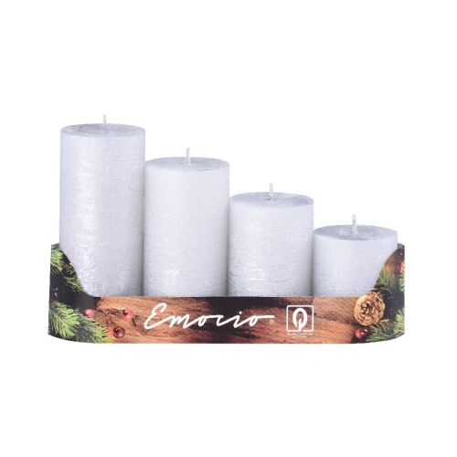 Emocio adventi gyertyák 4 db 50 mm-es rusztikus ezüst gyertyák 174547478 - Gyertya