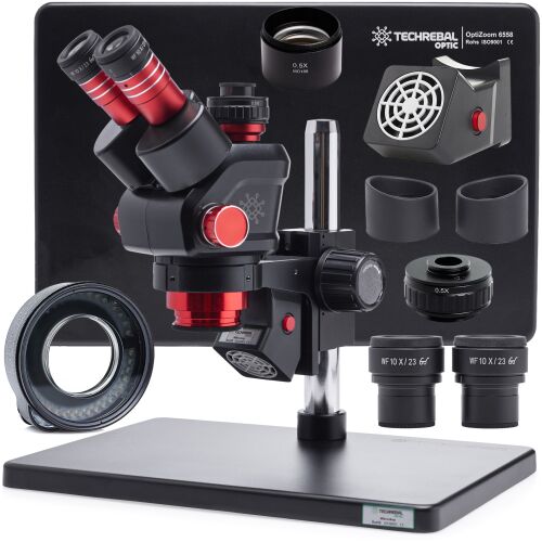 OptiZoom 6558 DG6558T-B3 sztereó mikroszkóp + Barlow 0,5x megvilágító csészék füstelszívóval 174556711 - Mikroszkóp