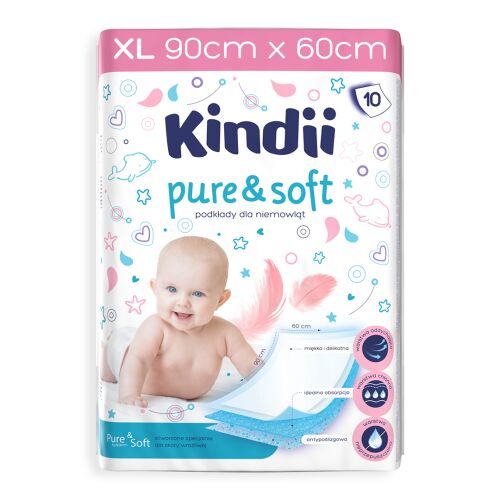 038689 HH Kindii Pure&Soft törlőkendők 90x60cm 10 db. 174580861 - Pelenkázó lap