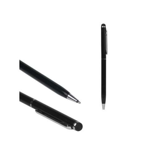 Érintőképernyő ceruza 2in1 (toll, kapacitív érintőceruza, 13cm) FEKETE