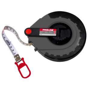 Proline 50m üvegszálas mérőszalag, behúzható, piros fogantyúval - Proline