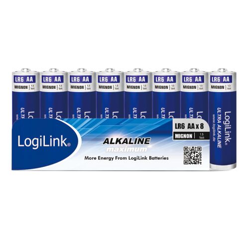 Logilink Ultra Power AA alkáli elem, LR6, Mignon, 1,5 V, 8 darabos csomag