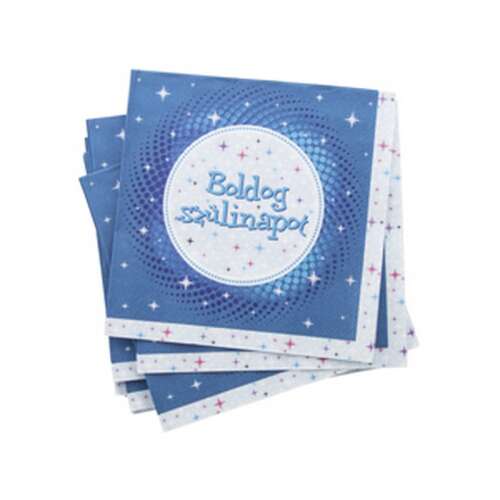 Servetele de hârtie albastre de ziua de naștere cu textul 'La mulți ani' în limba maghiară