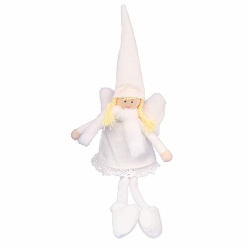 Plüss Ülő Angyal Hosszú Lábakkal, Fehér, Magasság 38cm
