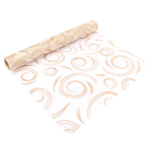 Arany színű organza csillámos mintával, orsón 35 cm x 5 m 175000161 - Organza dekoranyag