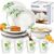 16 részes porcelán étkészlet, fehér, növény mintás 175046749
