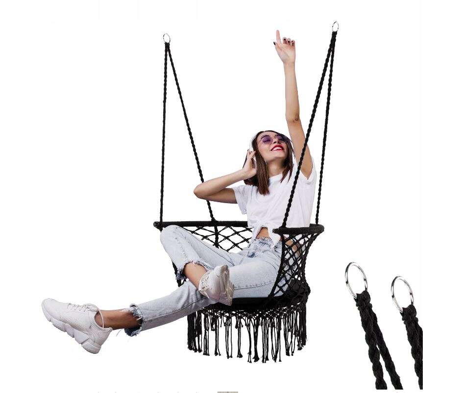 RIVO függőszék háttámlával, fekete színben, 80x60x120 cm