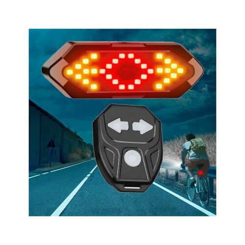 Baterie spate cu LED pentru biciclete cu indicator, semnale sonore și luminoase, telecomandă