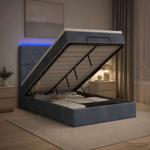 vidaXL Óriási Ágy Matrac és LED világítással Sötétszürke 120 x 190 cm 177519087 - Ágy